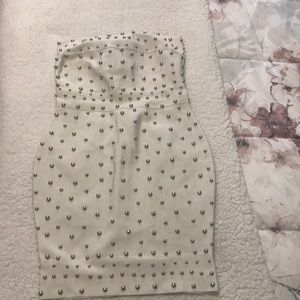 White silver studded mini tube dress